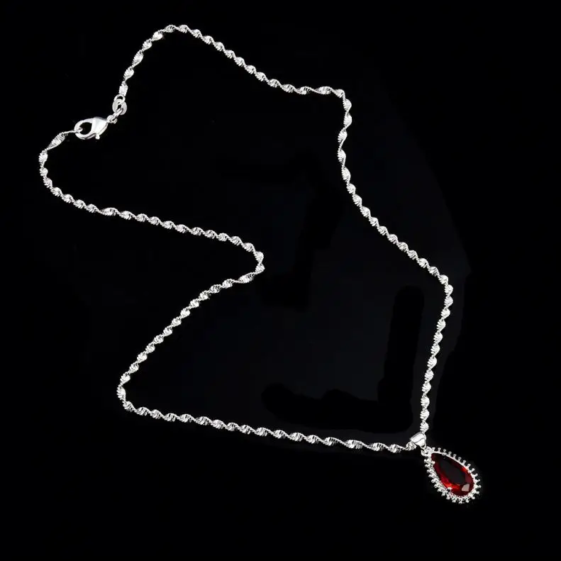 Fashion Ruby Drop Pear-shaped  Necklace for Women Girls
