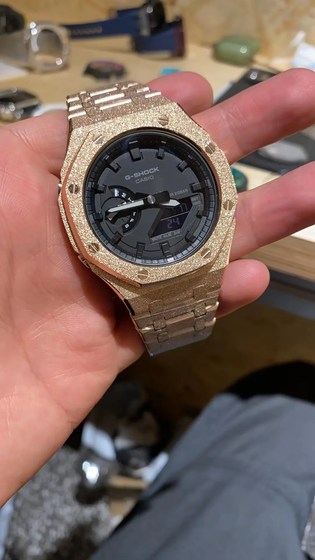 Wholesale Custom Black Frosted stainless steel watch case mod kit for g shock ga2100