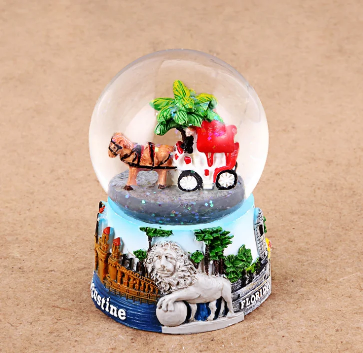 
Custom Made Holiday Decor Country Building Souvenirs Gift Poly Resin Water Glass Snow Globe 