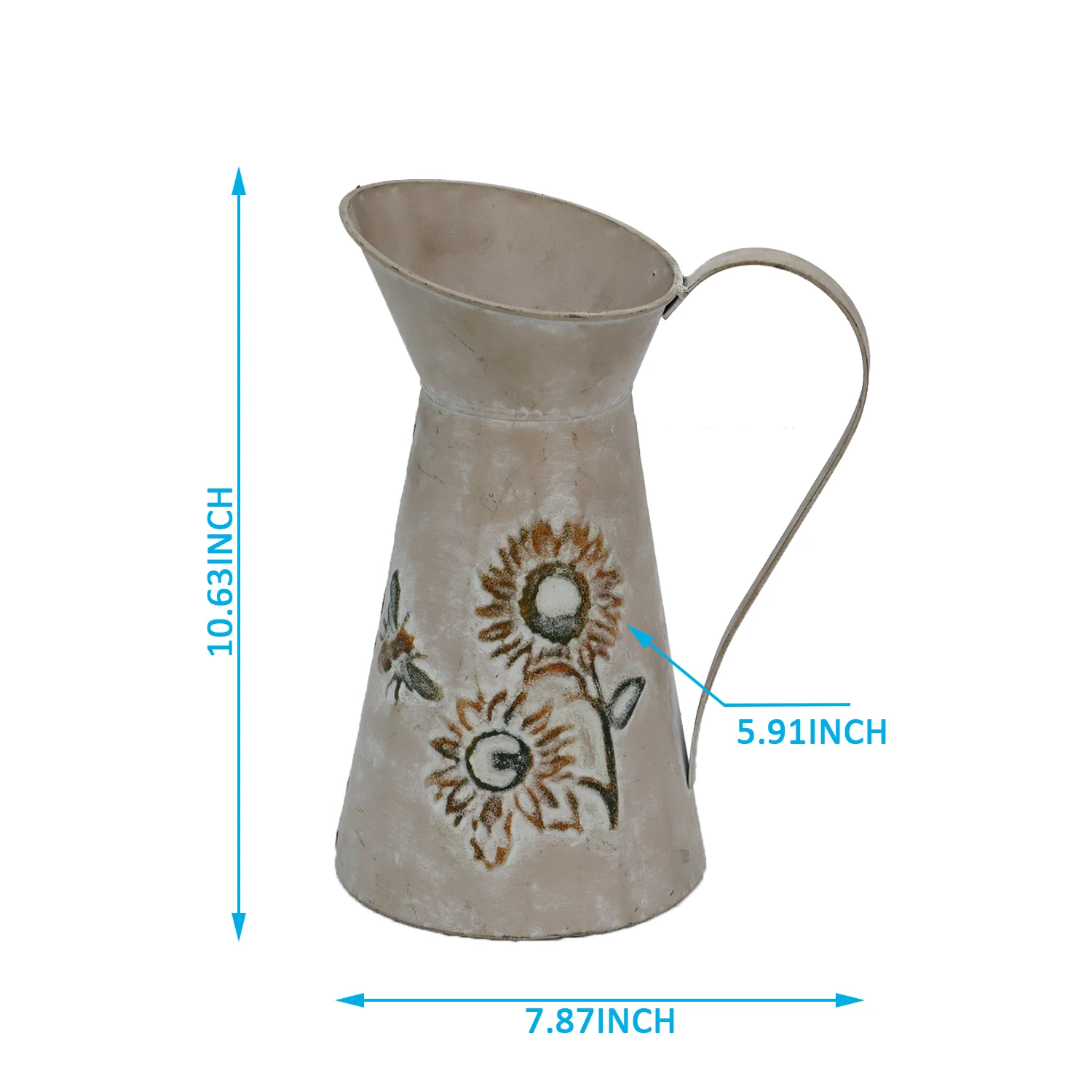 Professional Supplier Metal Milk Can Rustic Shabby Chic Can Primitive Decorative Flower Vase Mini Pitcher Jug Vase With Handle