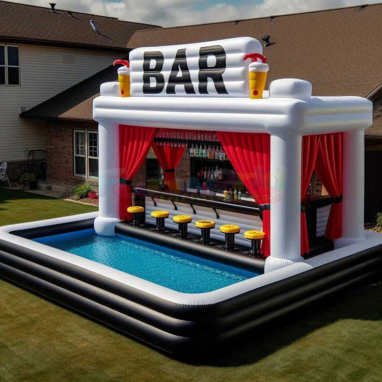 Large superior design inflatable new bar leisure platform party bar inflatable water swimming pool pub bar
