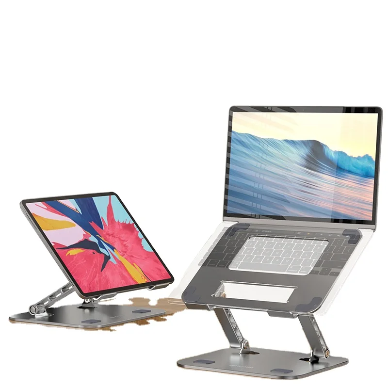 MC Ergonomic enduable metal notebook holder laptop stand adjustcarbon steel silicone non-slip gray laptop stand