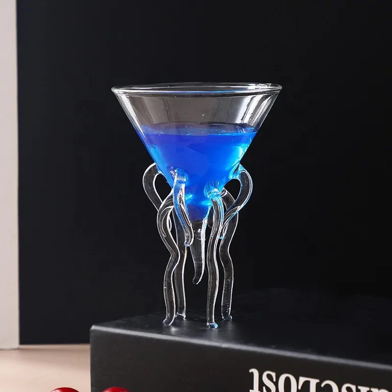 Bar Crystal Unique Shaped Drinking Glassware Cup Creative Wave Goblet Wavy Jellyfish Octopus Cocktail Glass