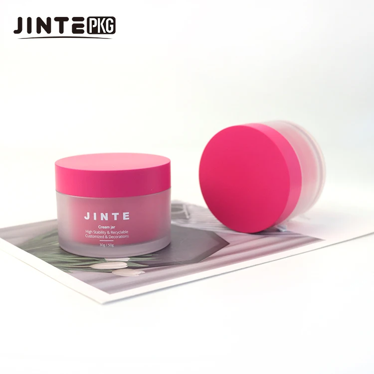 Empty Custom Plastic PET Cosmetic Packaging Double Wall Jars With Lids For Face Cream Body Butter
