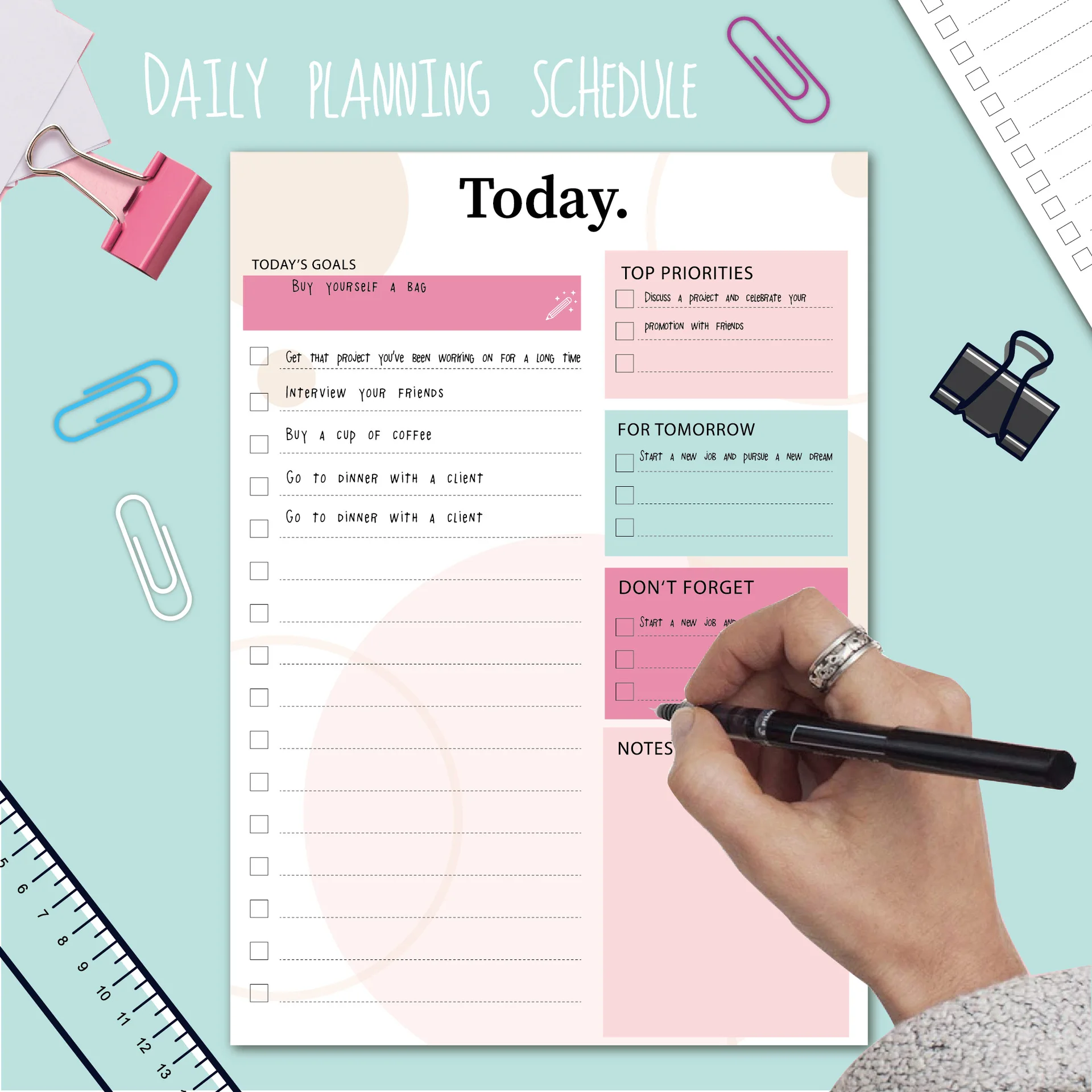 Hot Selling Daily Planner Notes Book 60 Sheets Tear Self-discipline Management Office Schedule Today Goals Notepads Memo Pads