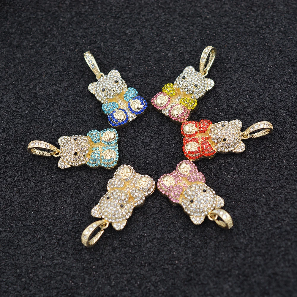 Personalized Iced Out Moissanite Diamond Gold Silver Bling Bear Cross Letter Virgin Mary Hip Hop Fine Jewelry Pendants & Charms