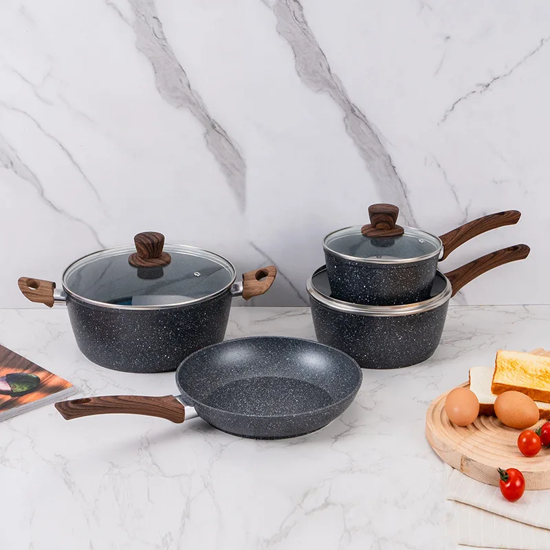 Maifan Stone Pot Set Frying Pan Milk Pan Five-piece Set Non-stick Pan Less Fume Gift Pot Can Be Customized