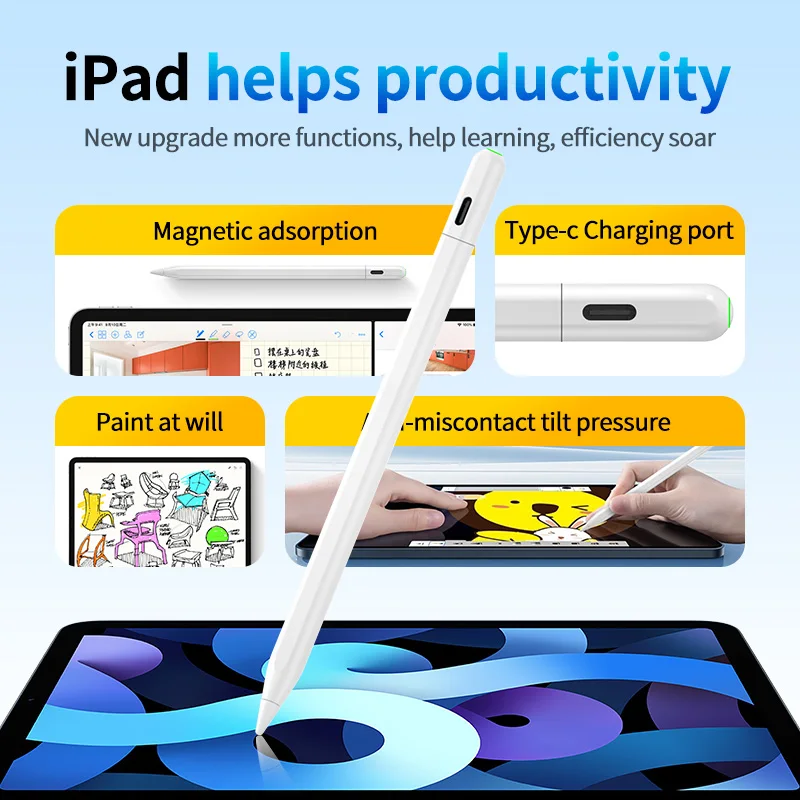Sensitivity Capacitive Stylus Pencil Active Palm Rejection Magnetic Wireless Charging Stylus Pen For Ipad Pro  with find my