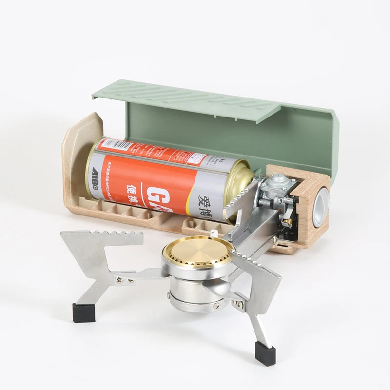 Portable Steel Camping Gas Stove for Outdoor Cooking Manual Furnace with Butane Propane Folding Burner Travel Picnics
