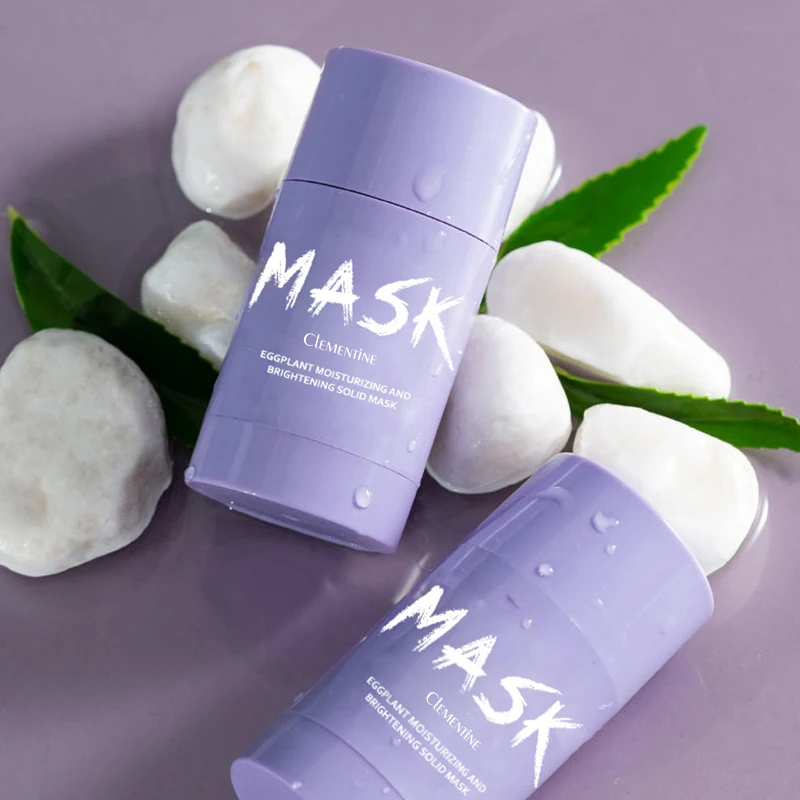 Newest Hot Product Portable Eggplant Face Skincare Oil Control Anti-Acne Blackhead Remover Purifying Clay Stick Mask