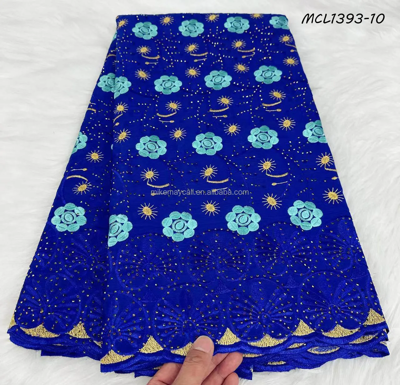 embroidered austria 2024 luxury cotton high quality and cotton fabric sequins lace heavy