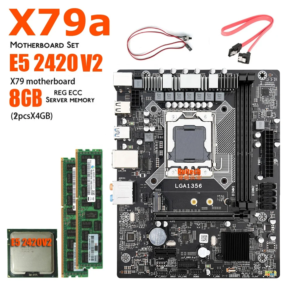 Комплект материнской платы LGA 1356, комплект для процессора Xeon E5 2420 V2 2*4 Гб = 8 ГБ DDR3, Память ОЗУ 1333 МГц ECC REG, комплект NVME M.2, основная плата