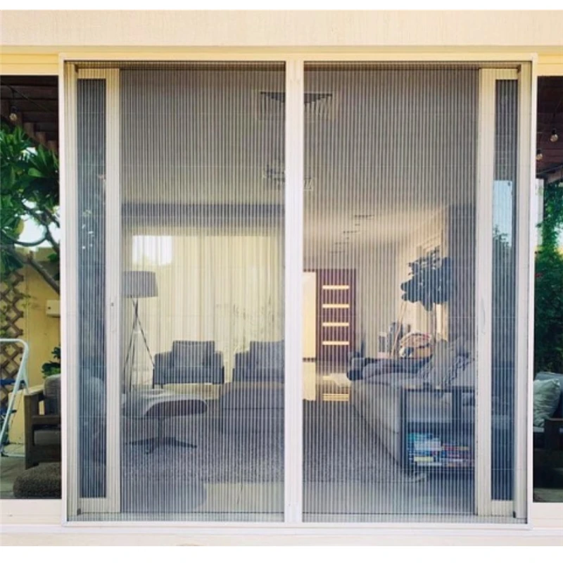Top Ranking Pleated Mesh Folding Screen Door Security Retractable Sliding Plisse Fly Screen Door