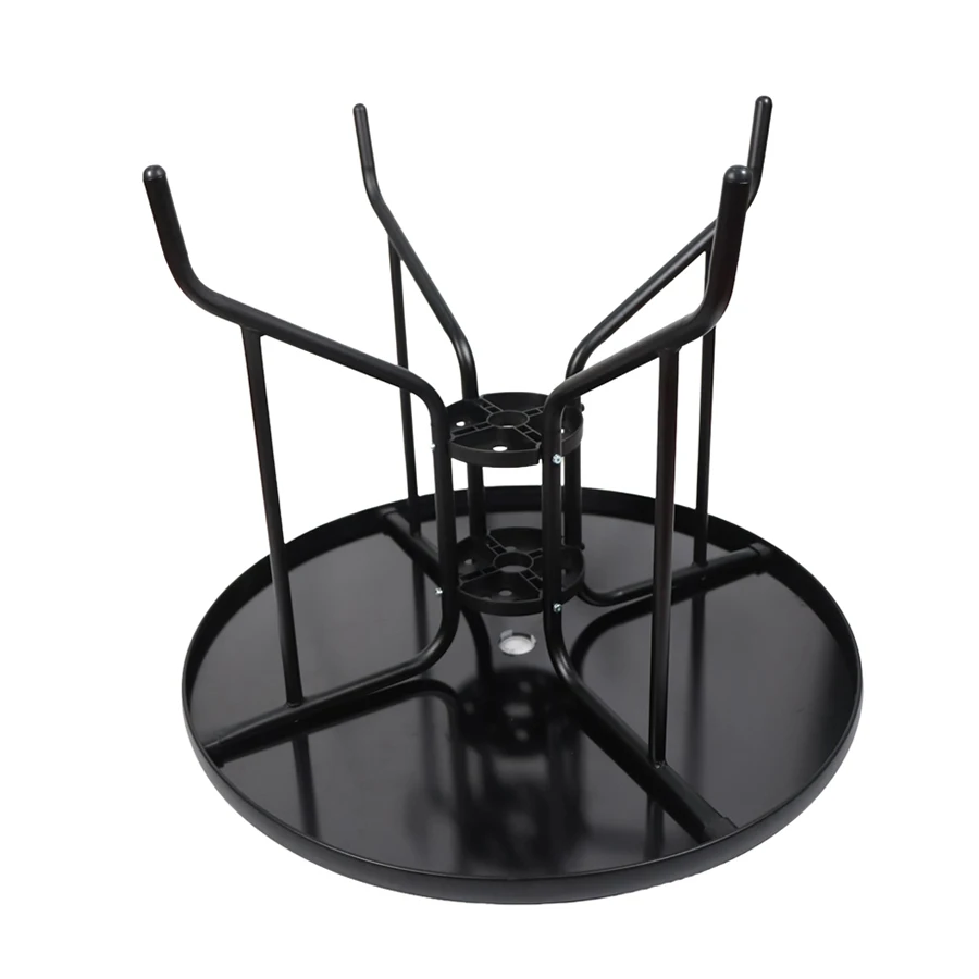 Custom Private Label black wrought iron patio round glass coffee table