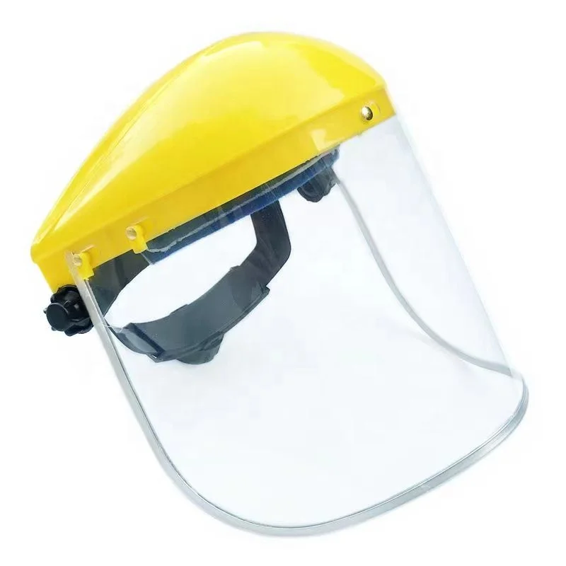 custom PET clear face shield lens anti-splash yellow gap face shield supplier in China