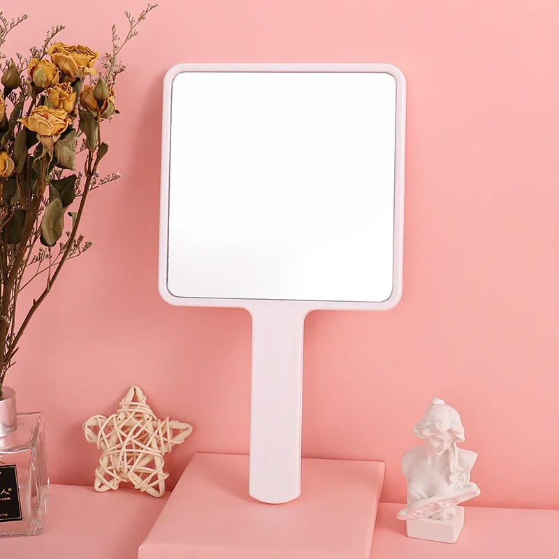 Wholesale Square Plastic Pocket Mirror Large Handheld Makeup Portable Handle Mirror Can Print Logo Beauty Salon