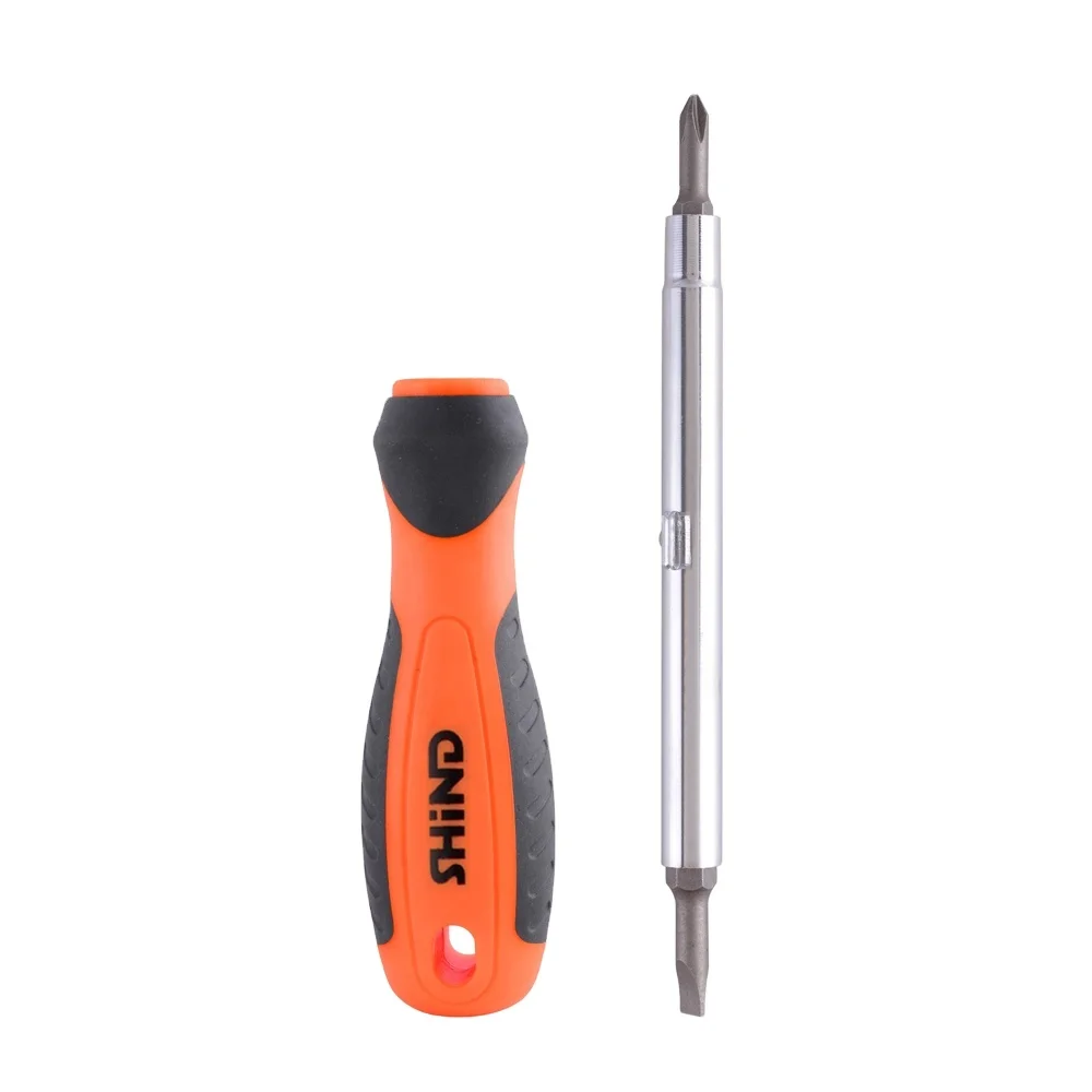 SHIND 94433 6 In 1 Multi Hand Tools TPR Plastic Handle Chrome Vanadium Steel Impact Dual Purpose Screw Driver Screwdriver Set