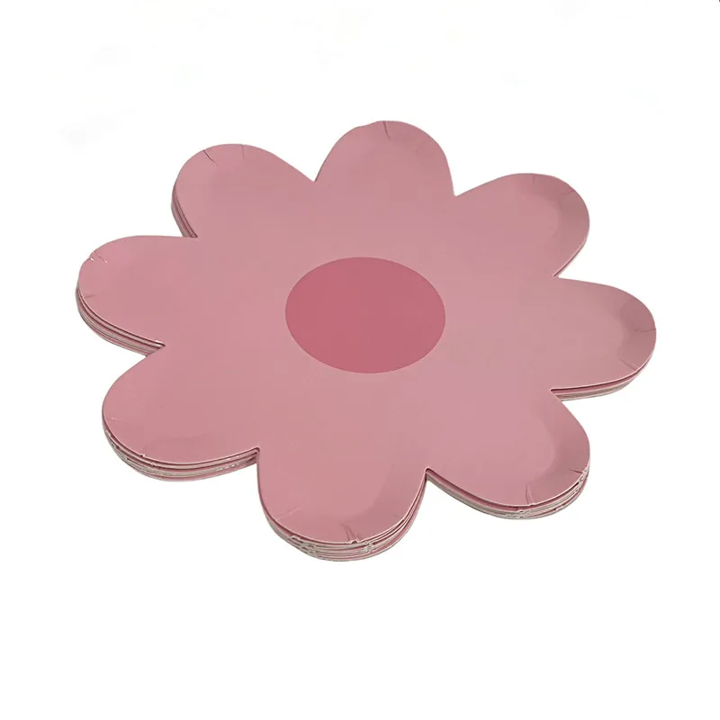 Factory wholesale 40pcs Food Decor Cake Plates Flower Shaped Party Plates Picnic Paper Plates