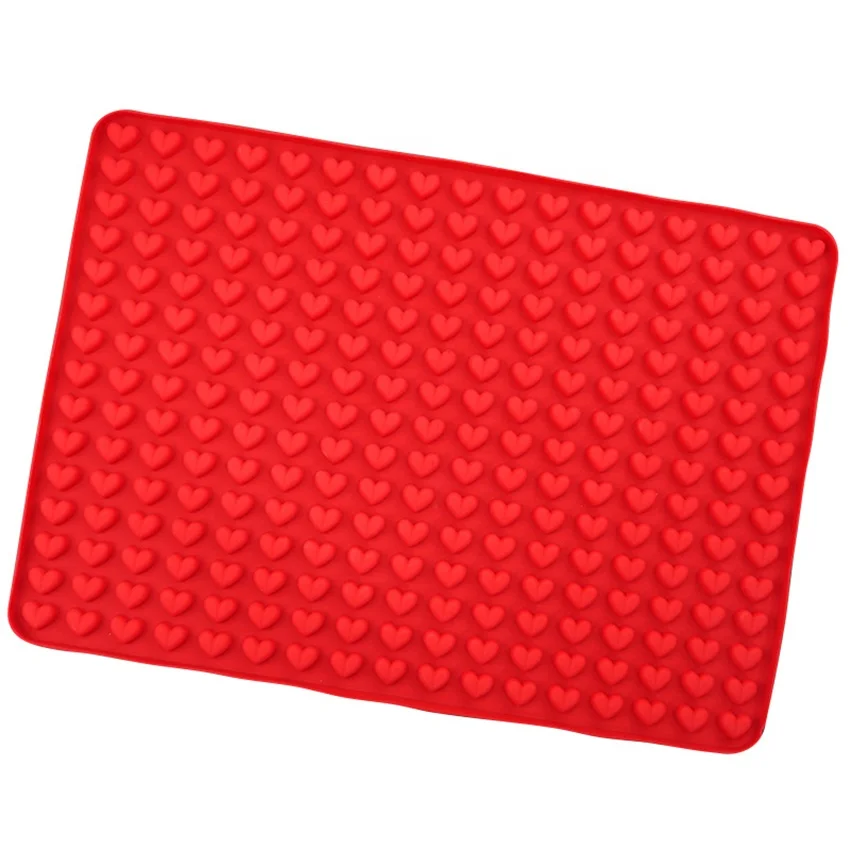 255 Cavity  Mini Heart Shaped Cookies Pet Treats Baking Mold Small Dot Cake Decoration Silicone Baking Mat Cooking Sheets