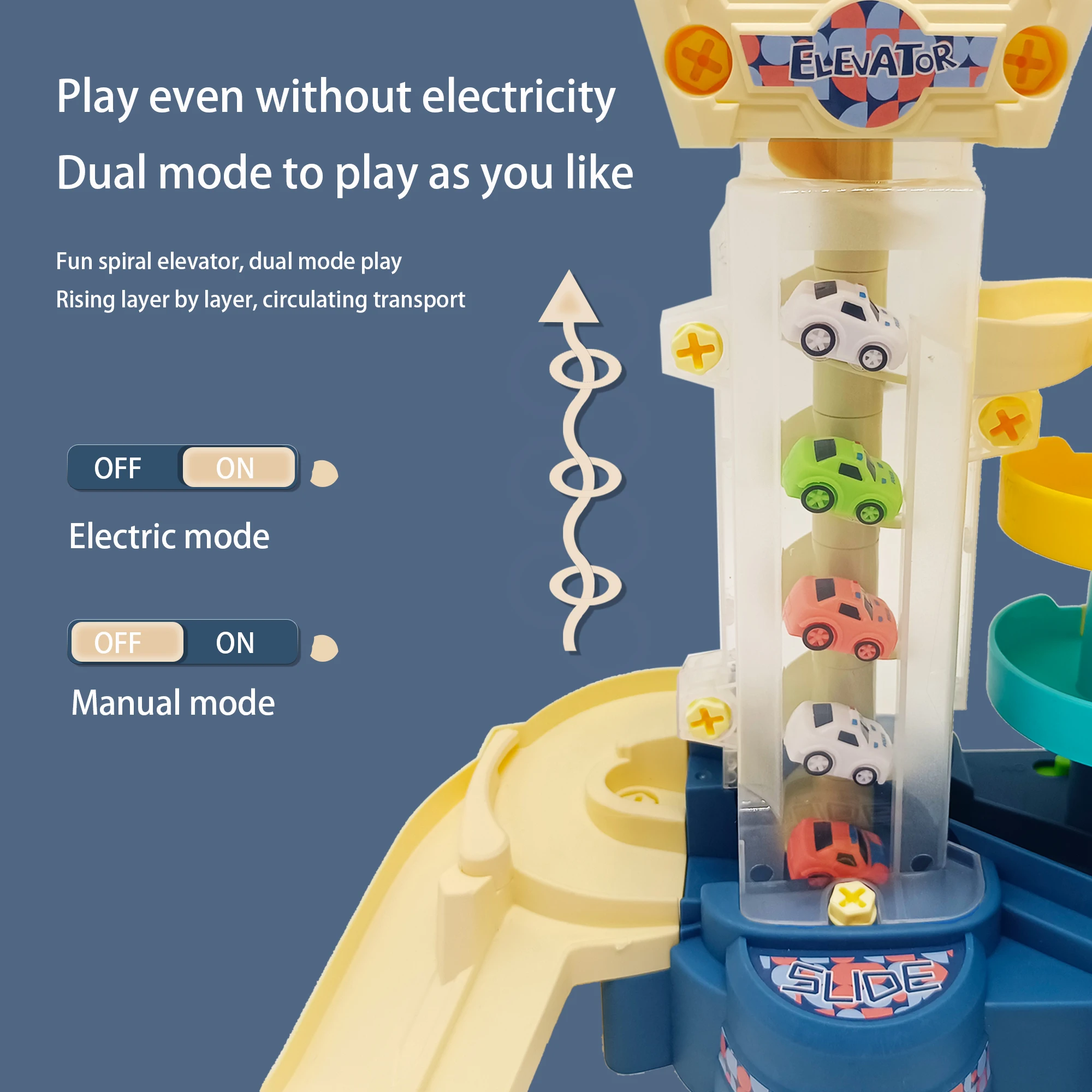 2021 New Electric Toy Car Track Parking Lot Toys With 3 die-cast Car Toy Set With Elevator B/O