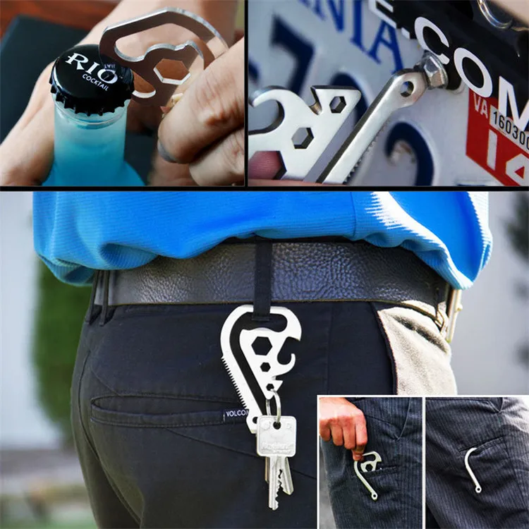 Multi-Function Keychain Outdoor Portable EDC Gadget Stainless Steel Hex Wrench Opener