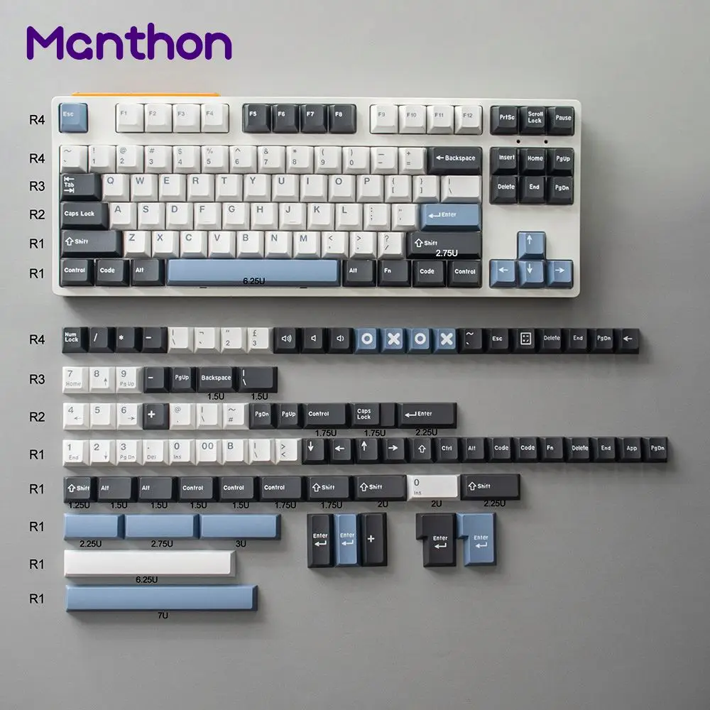 Aifei 171 Keys Arctic Circle Keycaps with Two-color Molding Cherry MX Profile for Mechanical Keyboard