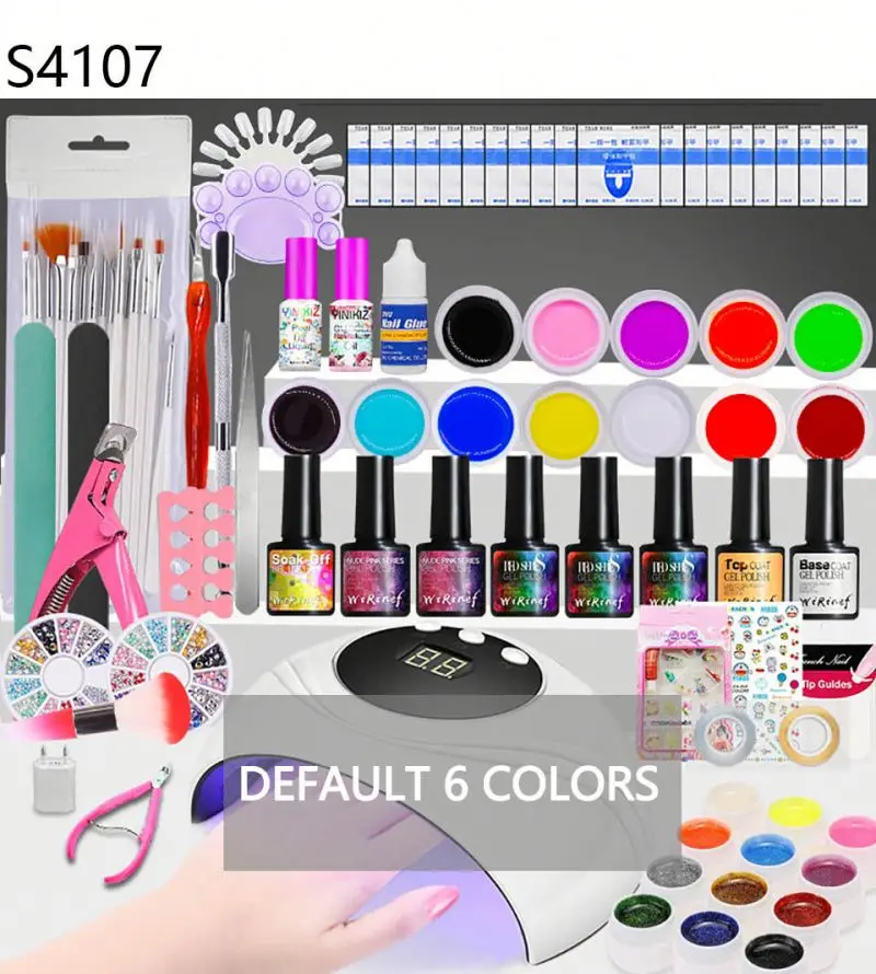 Factory direct sale nail art set solid color 8ml nail art gel nail polish uv led lamp set