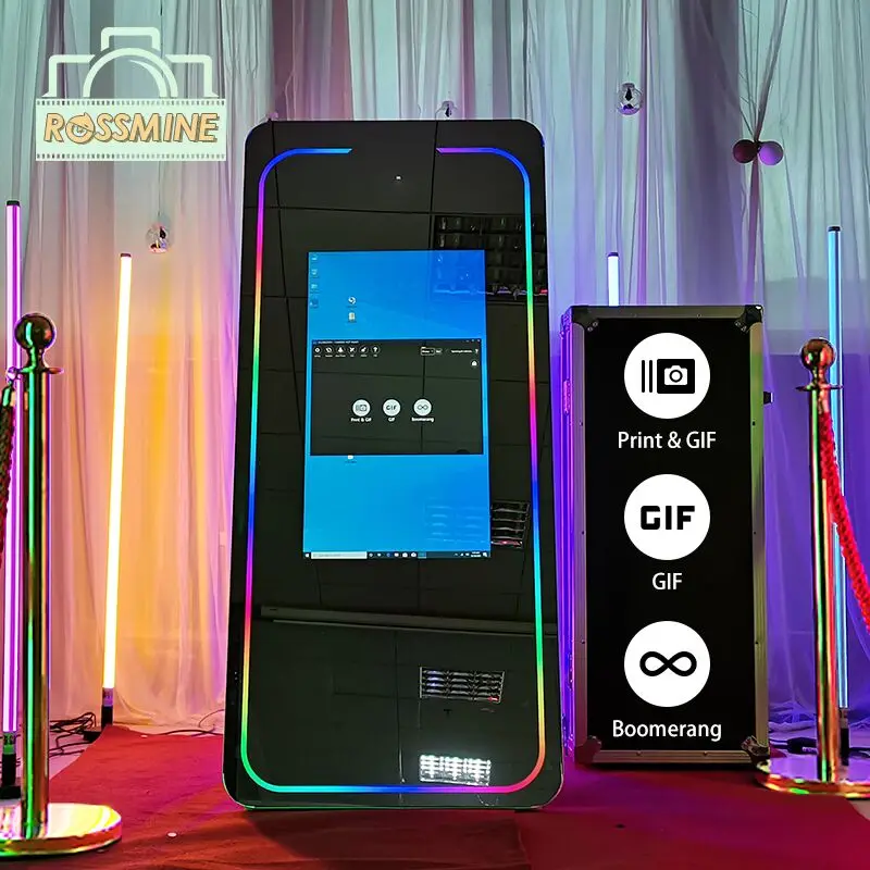 2023 latest trend flight case for mirror photo booth full length mirror retro magic mirror photo booth for selie