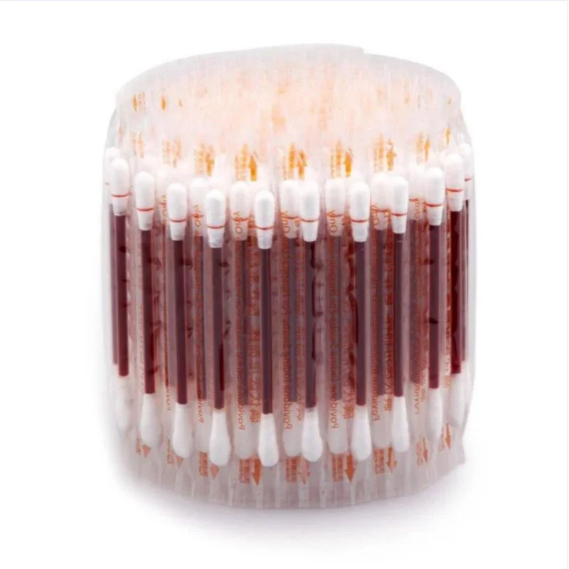 China CE Certified Iodophor Cotton Swab stick Medical Disinfection different type of Cotton Swab filled povidone iodine