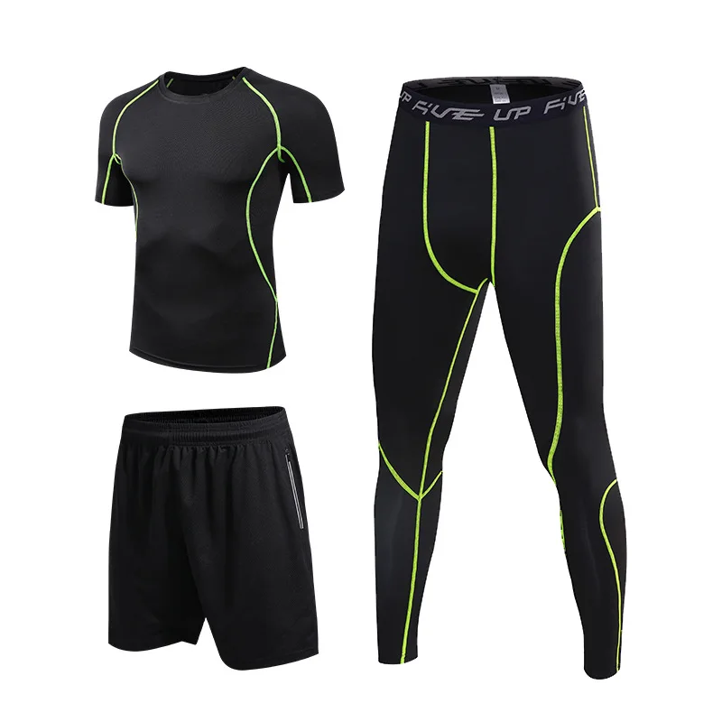 Летние тренировочные комплекты из 3 предметов, Быстросохнущий Спортивный костюм для бега, дышащие комплекты для спортзала и фитнеса, 2021
