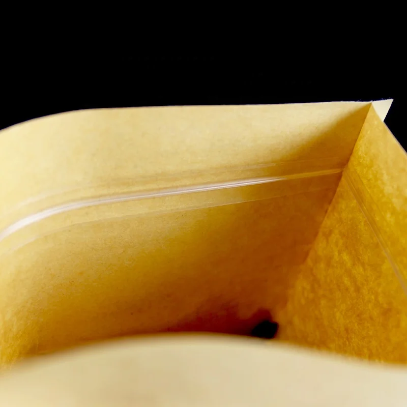 customized logo Kraft paper ziplock bag self sealing square bottom kraft paper bags for nuts/ flour/seeds