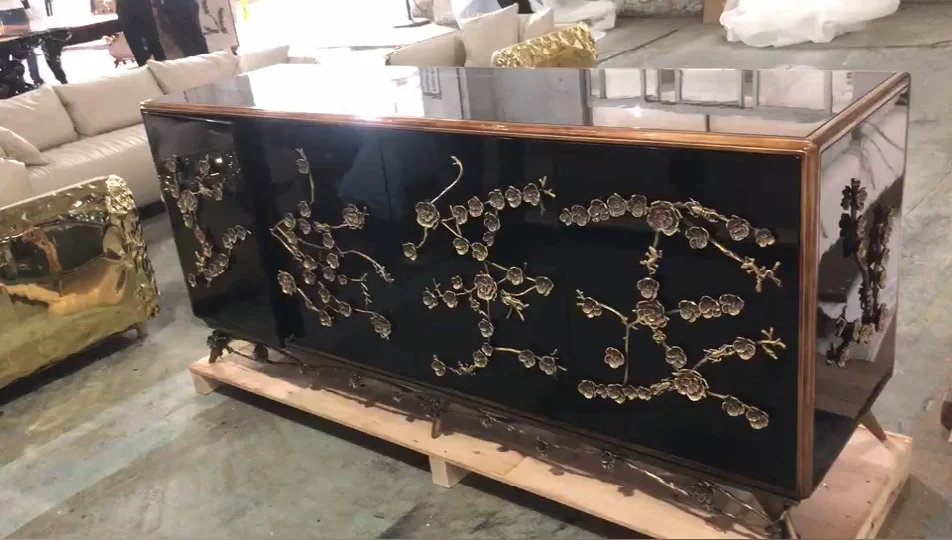 Hot Sale Modern Designs Living Room Wooden Cabinet plum Blossom Sideboard