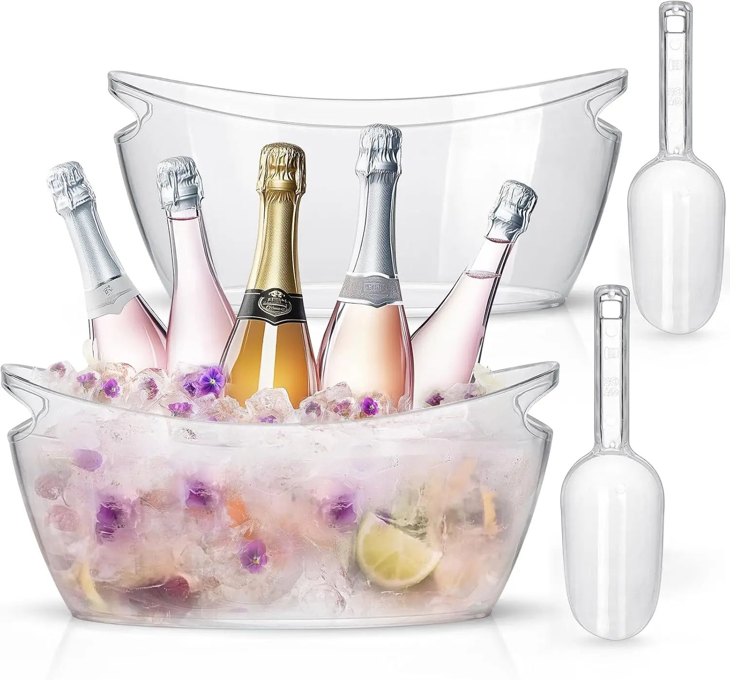 Plastic Ice Bucketwith clear BEVERAGR Tub Champagne Large drink buckets for cocktails Coller Mimosa Bar Supplies
