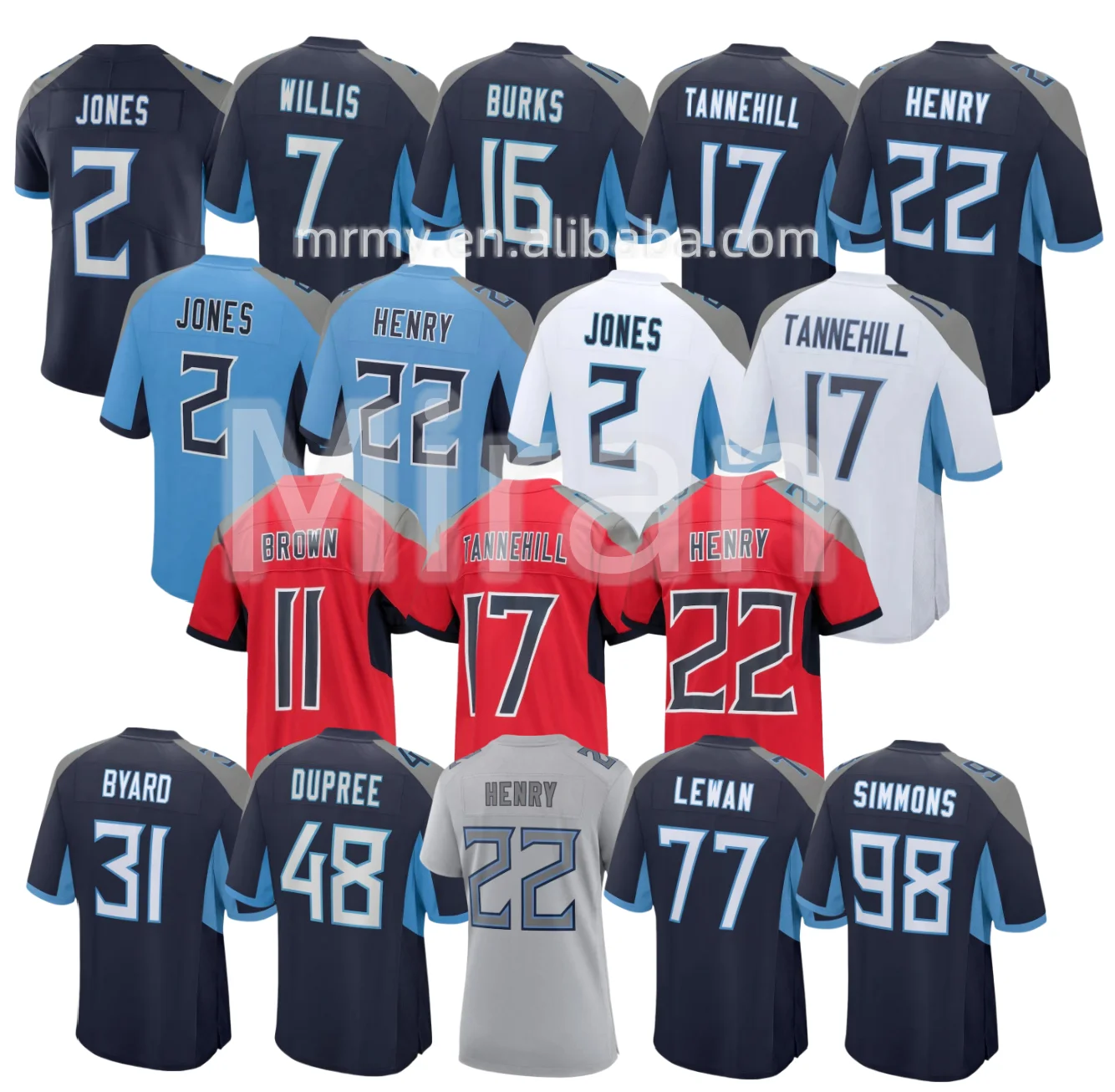 2024 новый дизайн сшитые майки Американский футбол #11 коричневый #17 Tannehill #22 Henry