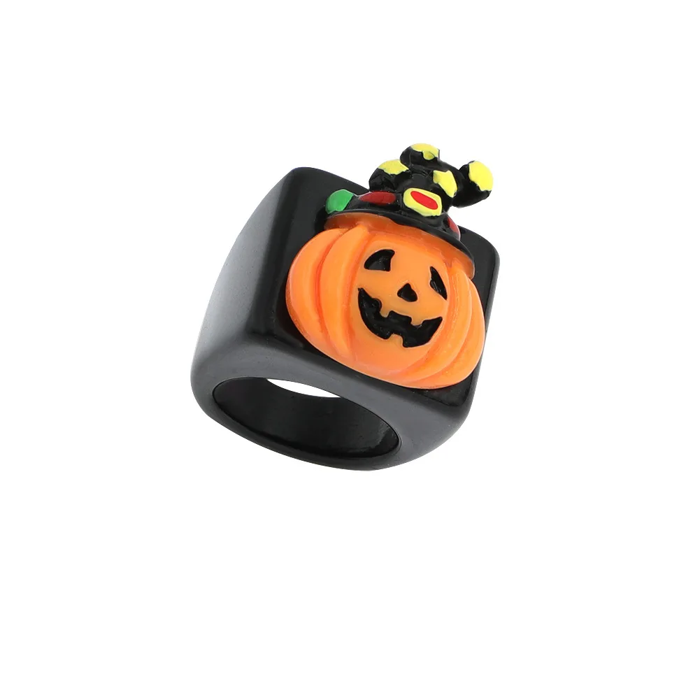 Wholesale Halloween Ring Skeleton Ghost Bat Pumpkin Creative Resin Index Finger Acrylic Rings Jewellery