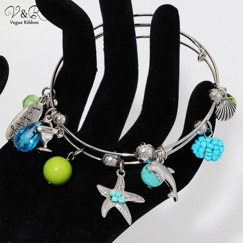 Women Inspiration Jewelry Charm bracelet Silver Gold Plated Heart Alloy Bracelet Expandable Wire Bangle Bracelet