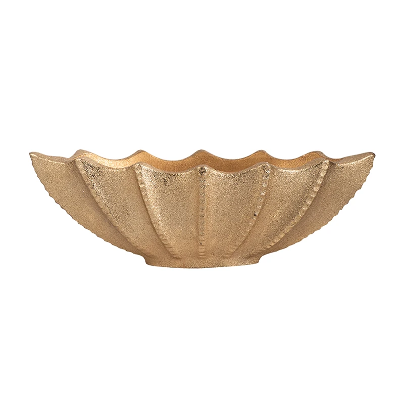 Boat Shape Decorative Bowl Luxury Gold Decor Vase Fiberglass Table Flower Bowl Vase