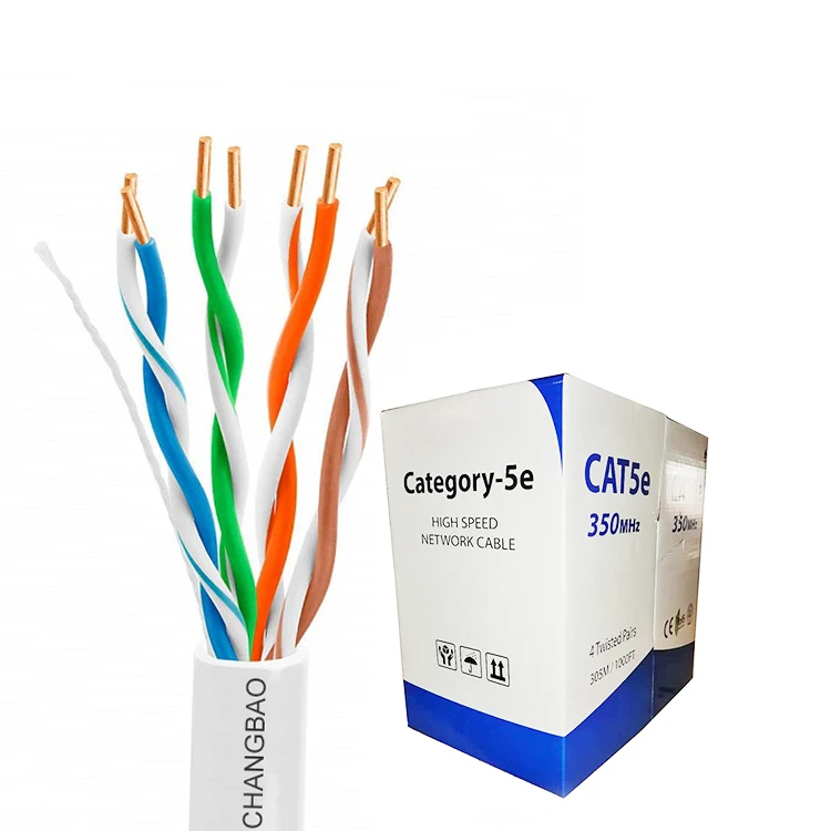 Changbao cat5e copper cable 1000ft 305m 4 pair 24AWG cat 5e box Lan Ethernet Network kabel