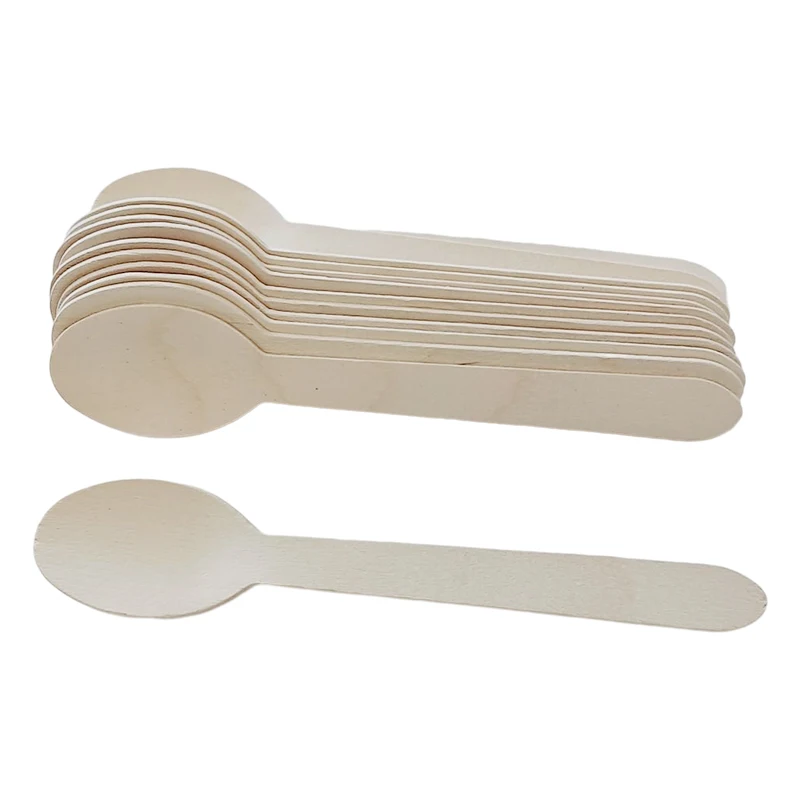 Disposable Teaspoon Spoon Set Mini Coffee Mixing Wooden Spoons Birch Hot Stamping Logo Available Natural Wood Color