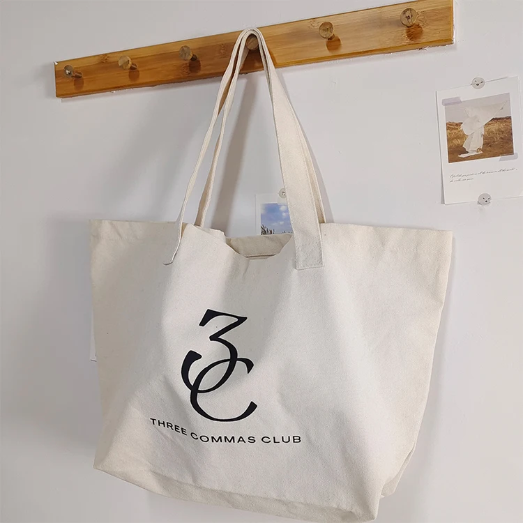 Hot sale high-capacity ordinary printing shopping bag reusable custom large canvas tote bag