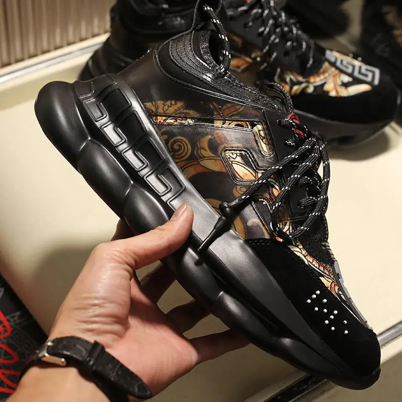 High Quality Low Cut Height Increasing Sports Shoes Luxury Patchwork Upper With Lace Up Walking Shoes