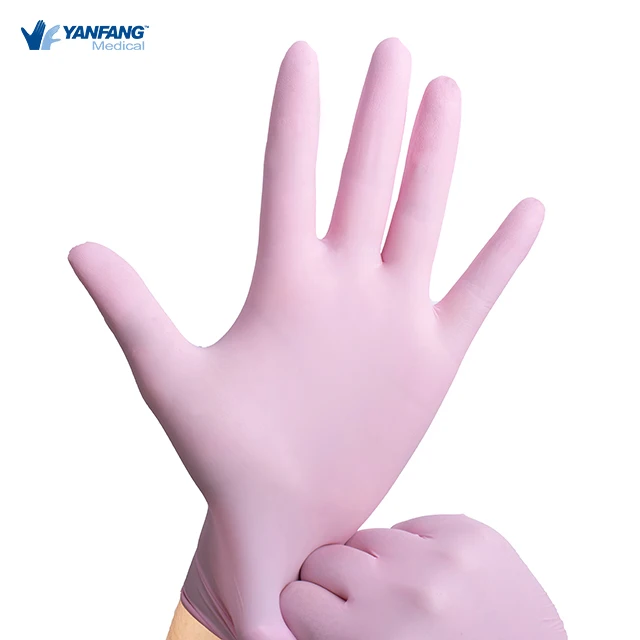 Free Powdered Pink Disposable Elastic Dust-Free Examination Latex Nitrile Gloves in Malaysia