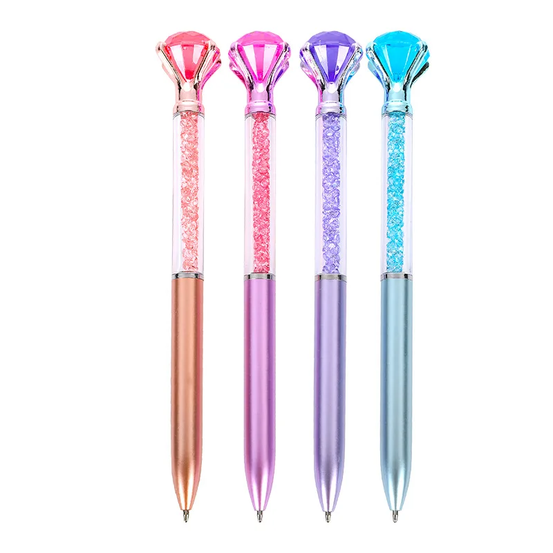 Stock new wholesale plastic ballpoint pen printing logo creative big diamond advertising gift office pen