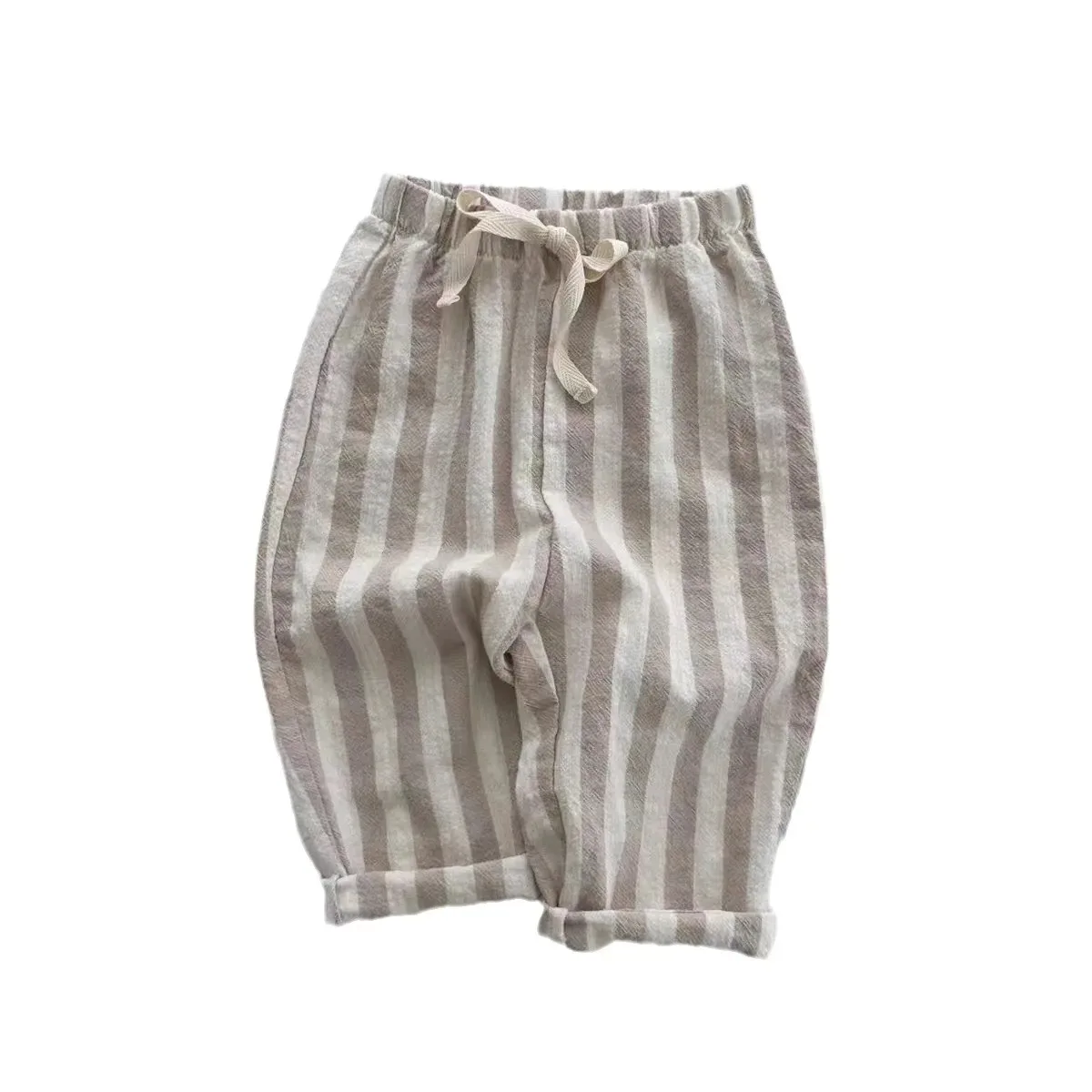 0-2Yrs Newborn Baby Boys Stripe Pants Cotton Casual Linen Elastic Trousers Toddler Infant Kids Girls Loose Pants