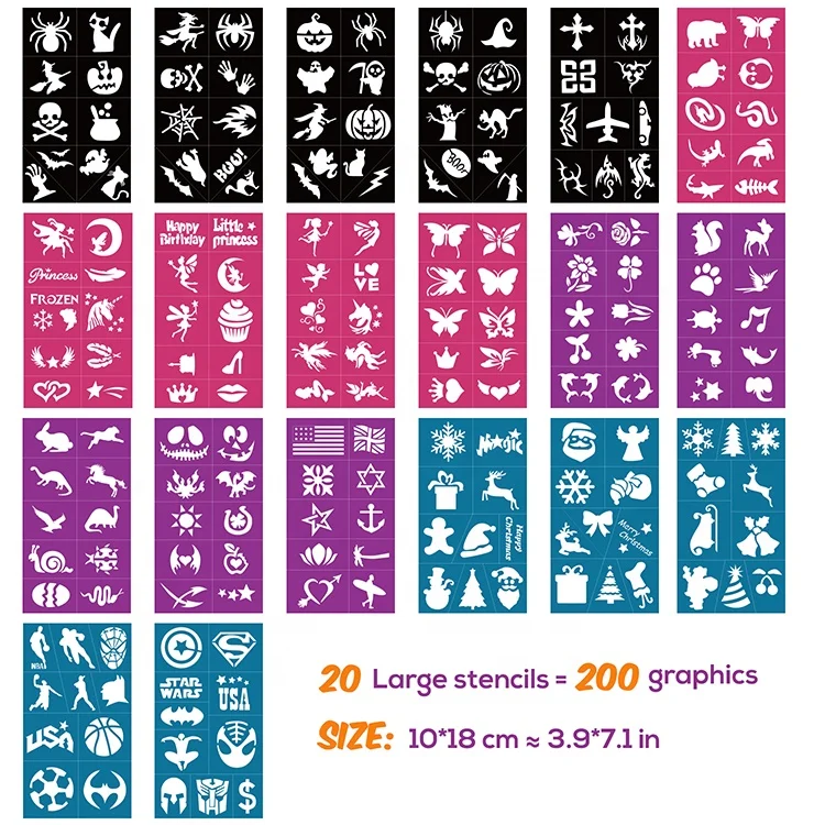 art adhesive different model plastic template stencil drawing tattoos