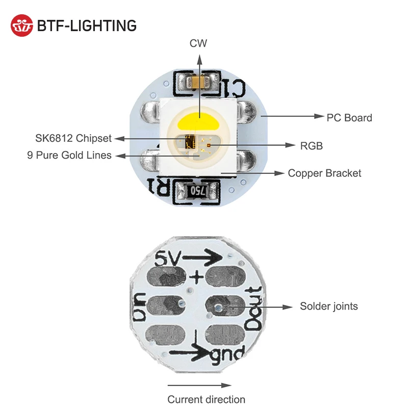 Circle board WS2812B smd led chip SK6812 rgbw rgbww rgbnw