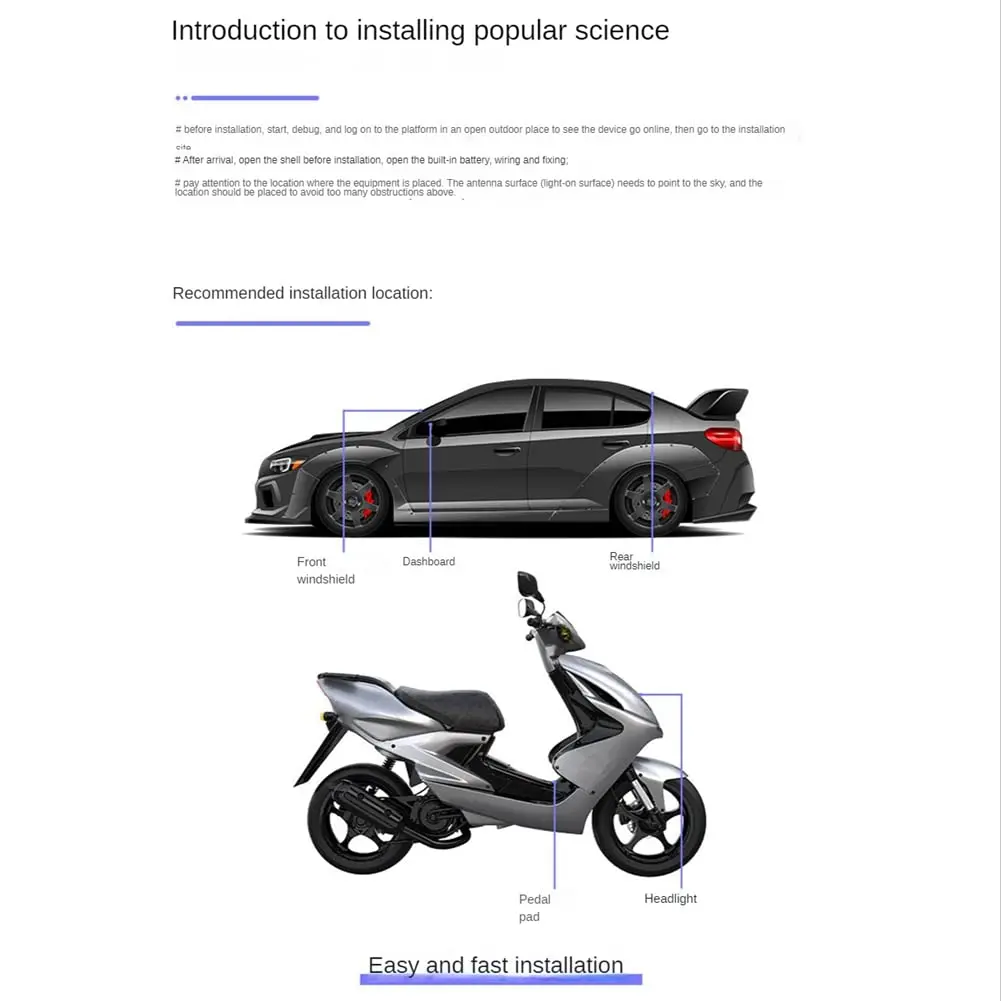 PG08 GPS Vehicle Tracker Real Time Locator GSM Motorcycle Car Bike Anti-Theft Tool GSM 850/900/1800/1900MHz GPS Tracker