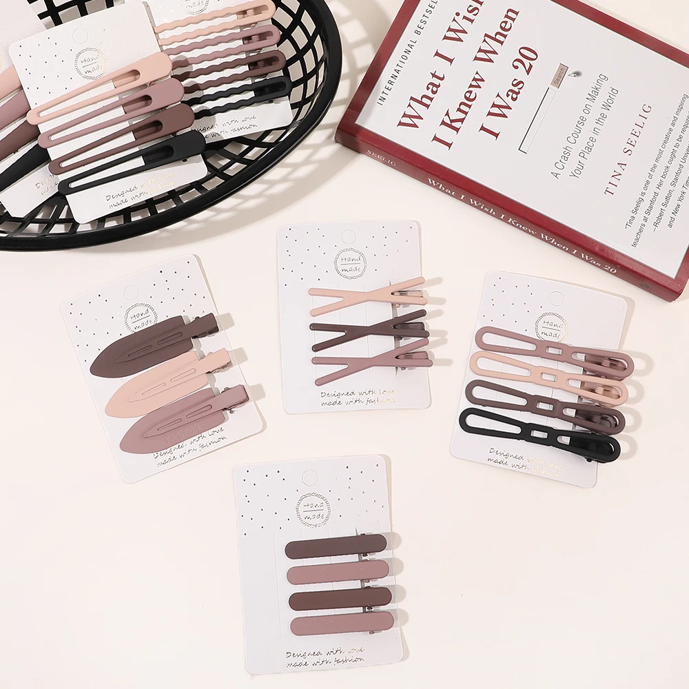 Wholesale 3pcs No bend No Crease Makeup Nude colors clips Hair Barrettes Clips for women and girls Hair Pins trendy colors matte