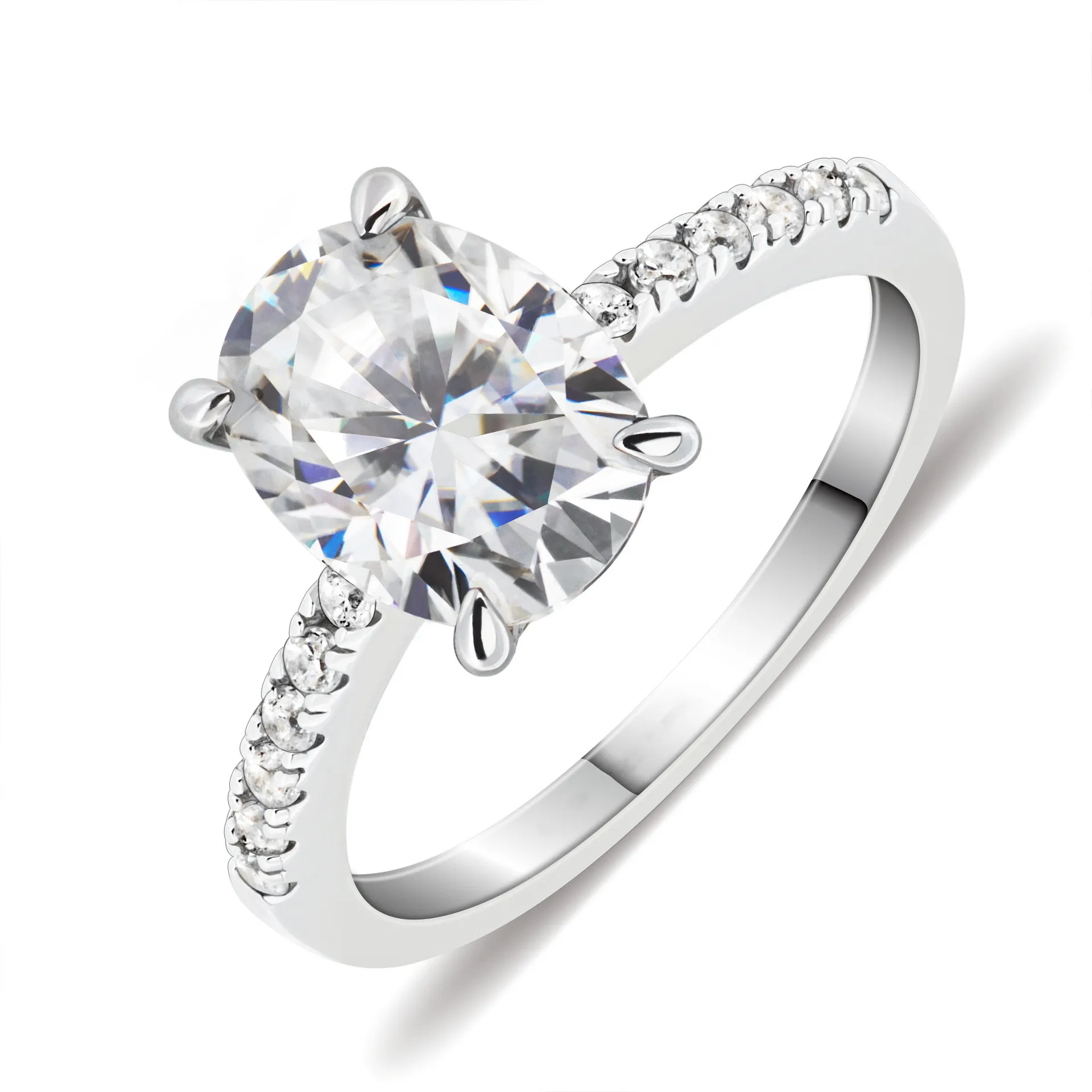 Classic Style 2ct Oval Brilliant Moissanite Diamond Ring Solid Engagement Wedding 18K Gold Ring