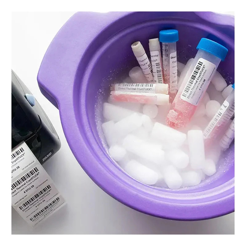 Custom Low Temperature Roll Etiqueta Medical Freezer Test Tube Cryogenic Label Blood Tube Sticker Barcode Lab Chemicals Label